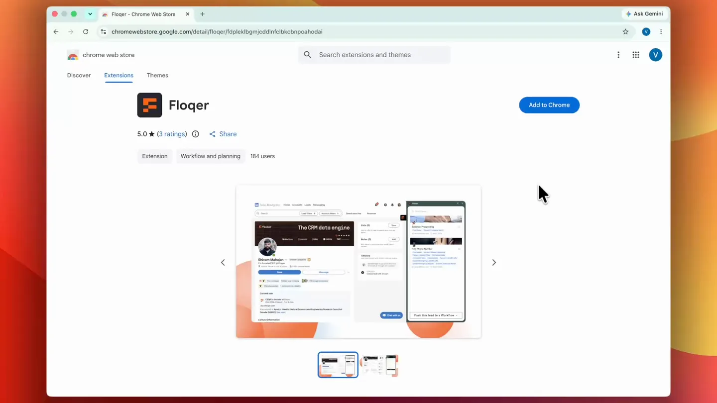 Installing the Floqer extension from the Chrome Web Store and pinning it in the toolbar