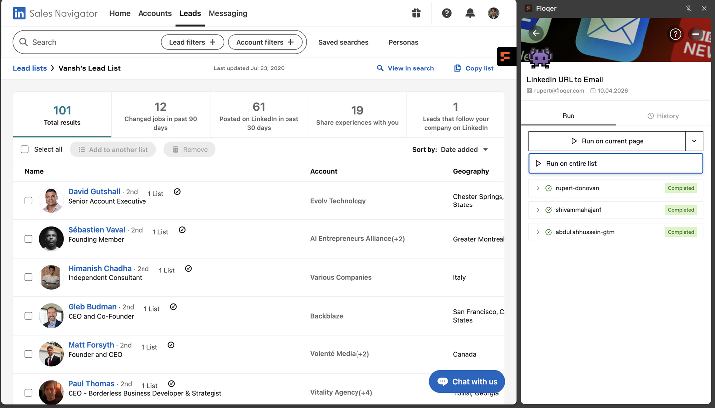 The arrow beside Run on current page opened, showing the Run on entire list option
